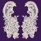 1 Pair Beaded Bridal Lace Applique Embroidered on 100% Polyester Organza 8.75" x 4" Each Side